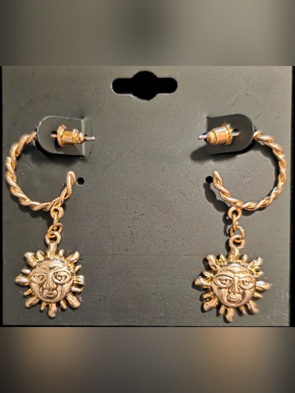 Sun Charm Hoop Earrings - Picture 2 of 2